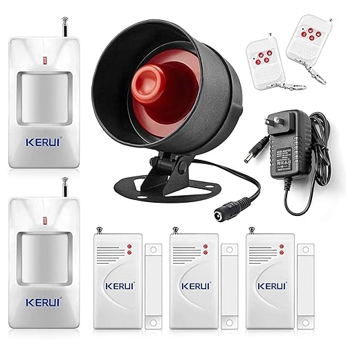 KERUI Standalone Home Office Shop Security Alarm System Kit,Wireless Loud Indoor/Outdoor Weatherproof Siren Horn with Remote Control and Door Contact