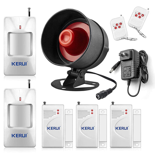 KERUI Standalone Home Office Shop Security Alarm System Kit,Wireless Loud Indoor/Outdoor Weatherproof Siren Horn with Remote Control and Door Contact