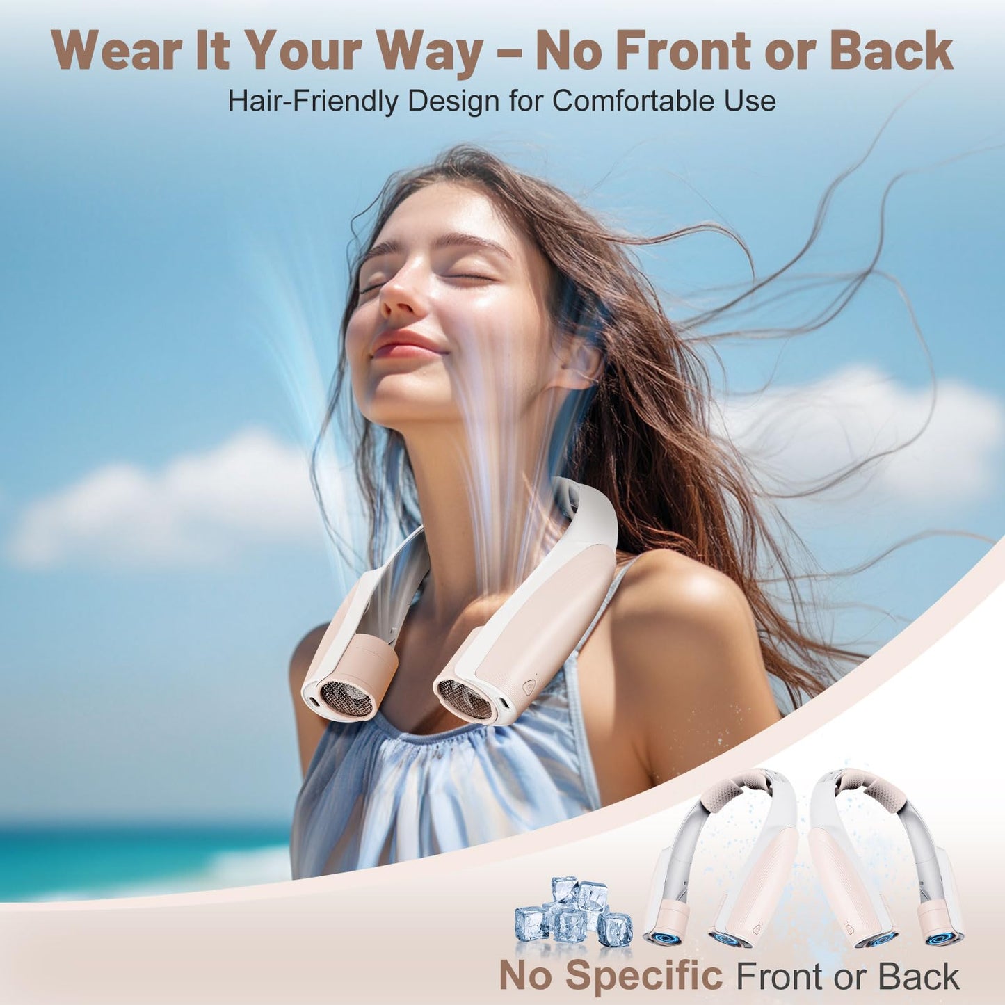8000mAh Portable Neck Fan with 6 Powerful Speeds, 20H Runtime Cooling Fan