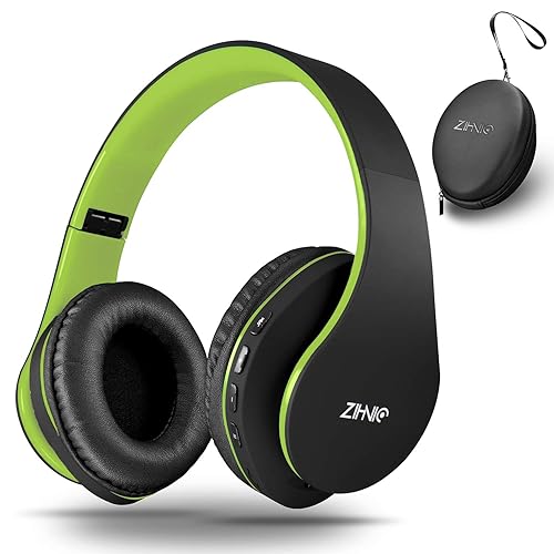 ZIHNIC Bluetooth Headphones Over-Ear, Foldable Wireless and Wired Stereo Headset Micro SD/TF, FM for Cell Phone,PC,Soft Earmuffs &Light Weight…