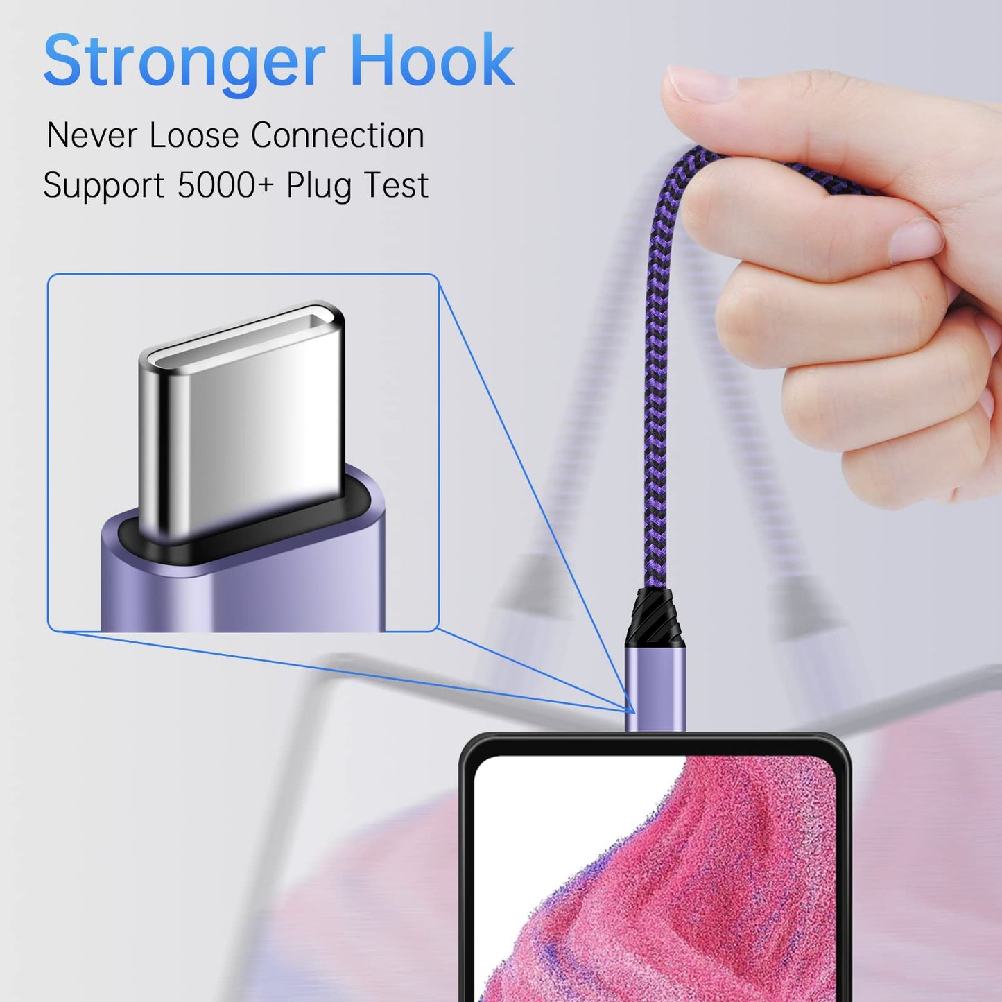 Android Auto USB C Cable Type C Charger USB Data Transfer Cable Fast Charging for Samsung Galaxy S25