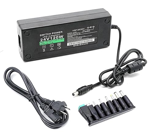 DIGISHUO DC 24V 5A 120W Power Supply Adapter Transformer Switch AC 110V/220V to DC 24V 5amp Switching Converter LED Driver for LED Strip Light CCTV…