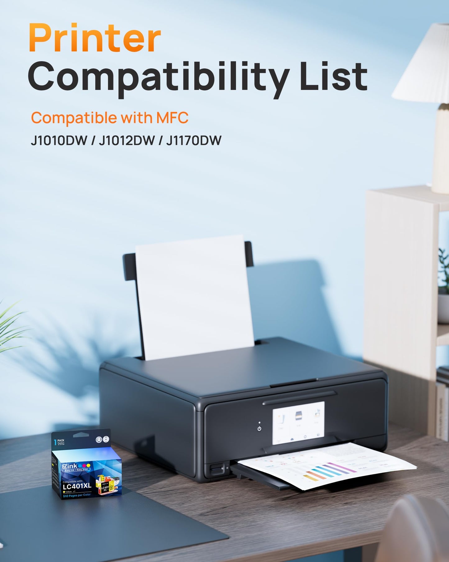 E-Z Ink Compatible Ink Cartridge Replacement for Brother LC401XL LC401 to use with MFC-J1010DW MFC-J1170DW MFC-J1012DW MFC-J1800DW MFC J1010DW Printer
