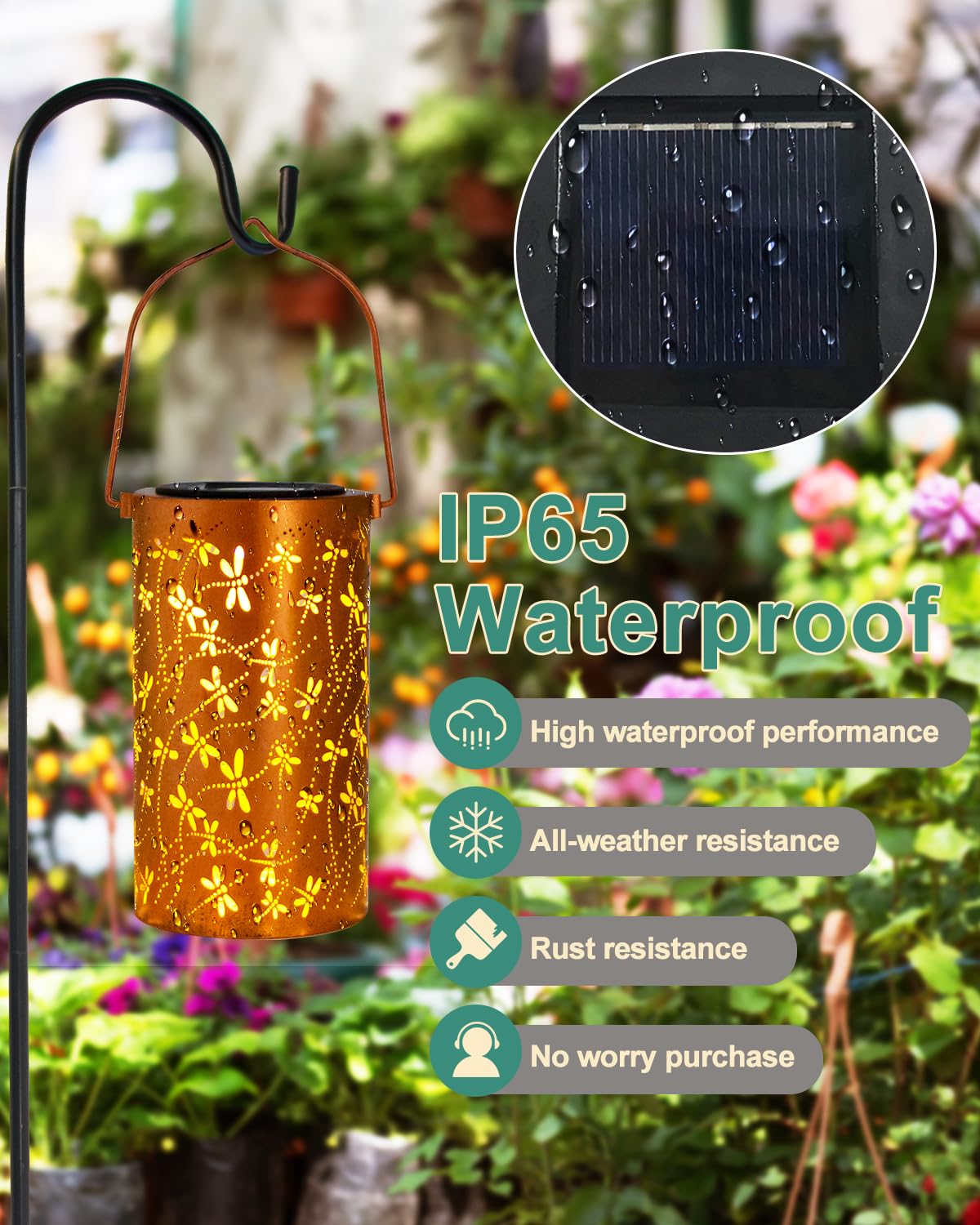 DIBIEECN Birthday Gifts for Women Mom Grandma Wife, Solar Lanterns Outdoor Waterproof, Metal Hanging Lights Garden Decor, LED Decorative Lantern