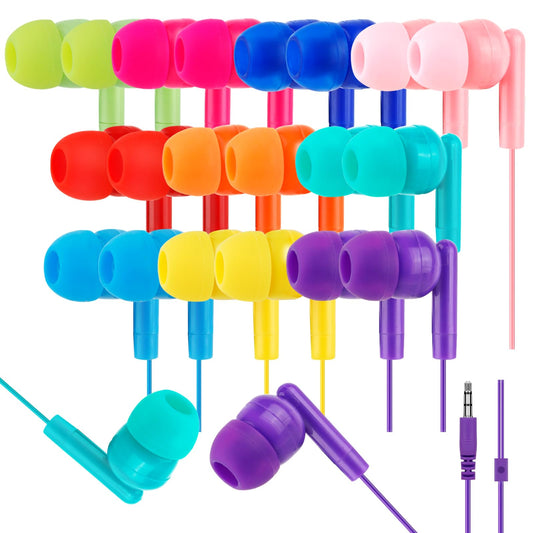MENGLALA Bulk Kids Earbuds for Classroom 60 Pack Wholesale Student Wired Earphones for School Librariy 3.5mm Multi Colored Earphones for Computers