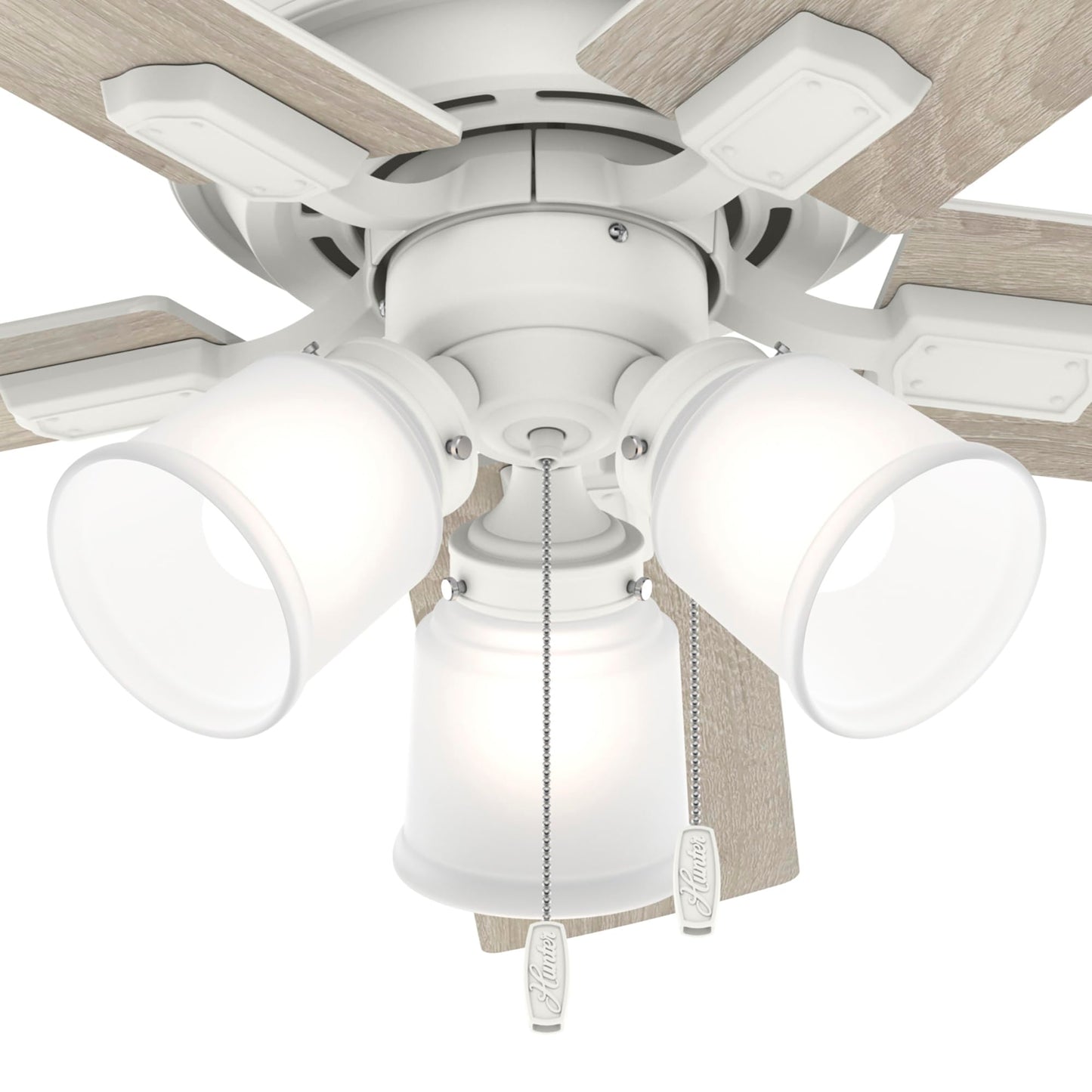 Hunter Fan 44 inch White Indoor Ceiling Fan with Lights and Pull Chain for Bedroom, Living Room/Family Room, Dining Room, Kitchen, Office (Renewed)