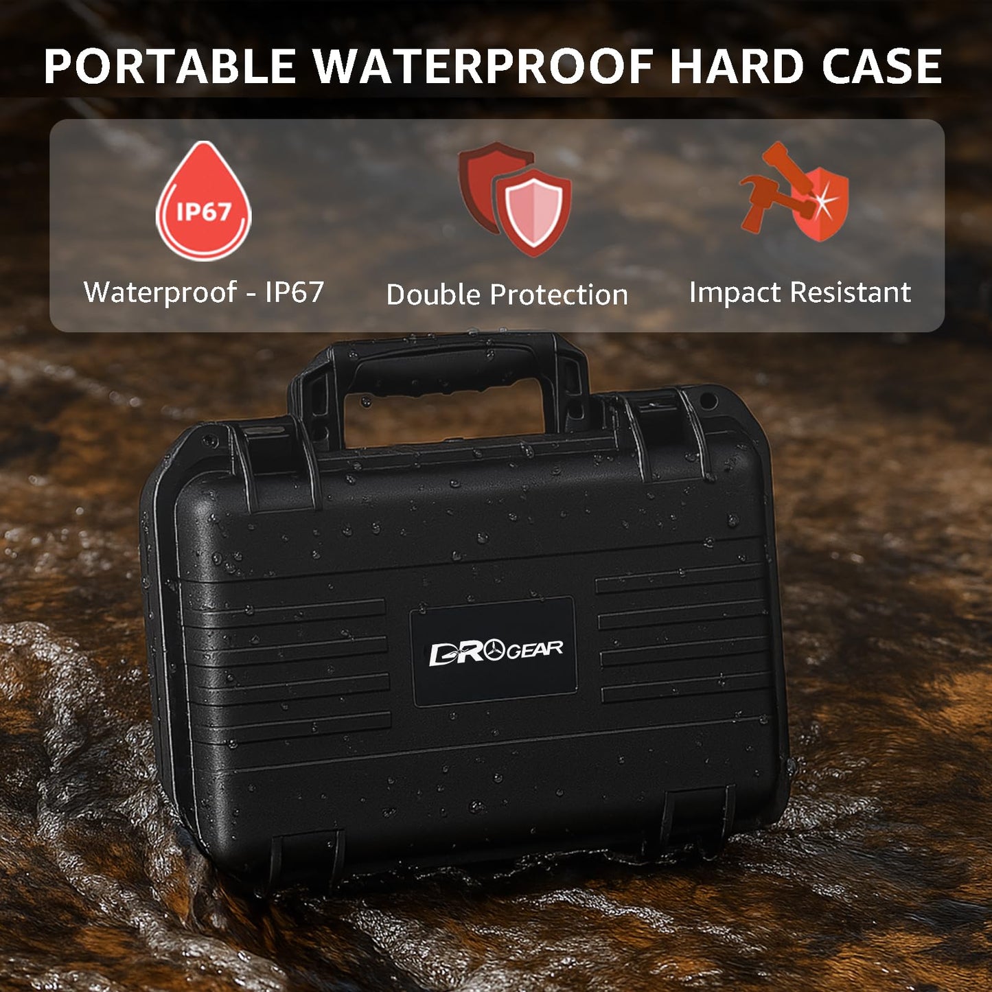 Drogear Waterproof Hard Case for DJI Osmo Pocket 3 / Creator Combo/Power Expansion Combo | Shockproof, Dustproof Protective Storage | Fits Battery