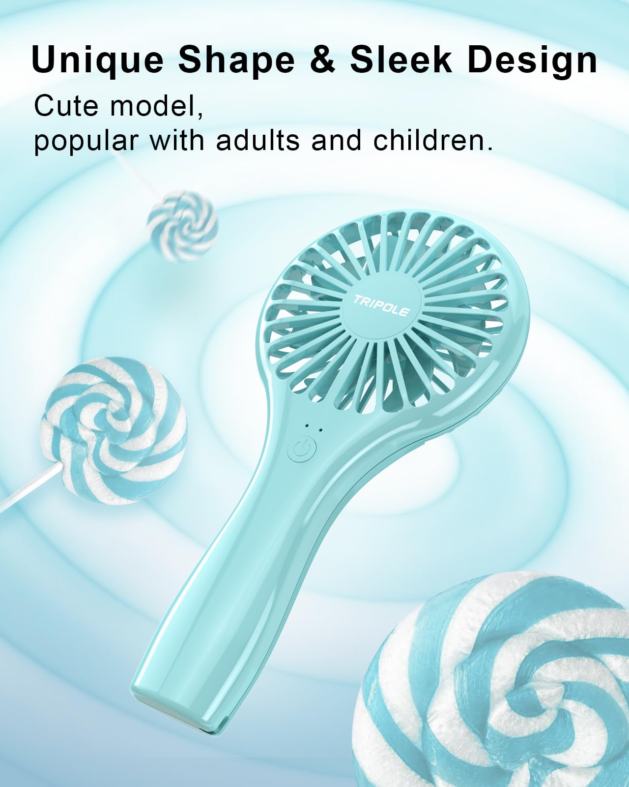 TriPole Portable Mini Handheld Fan, Rechargeable Small Personal Eyelash Fan