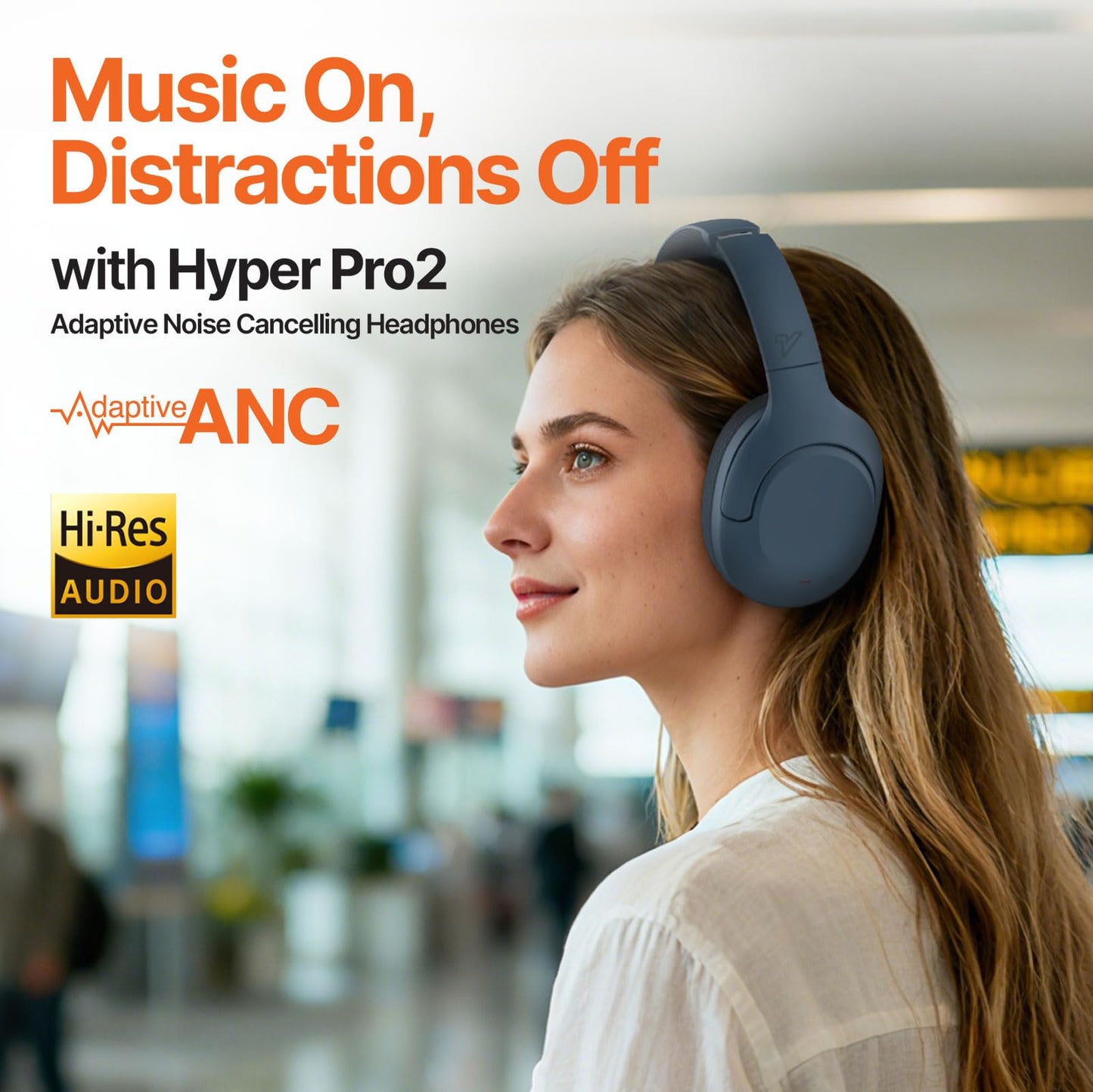 VOKALEN Hyper Pro 2 Bluetooth Headphones Over Ear, Hi-Res Audio, Adaptive Noise Cancelling, 60H Playtime, DEEP360 Spatial Sound, Comfort Mesh Ear…