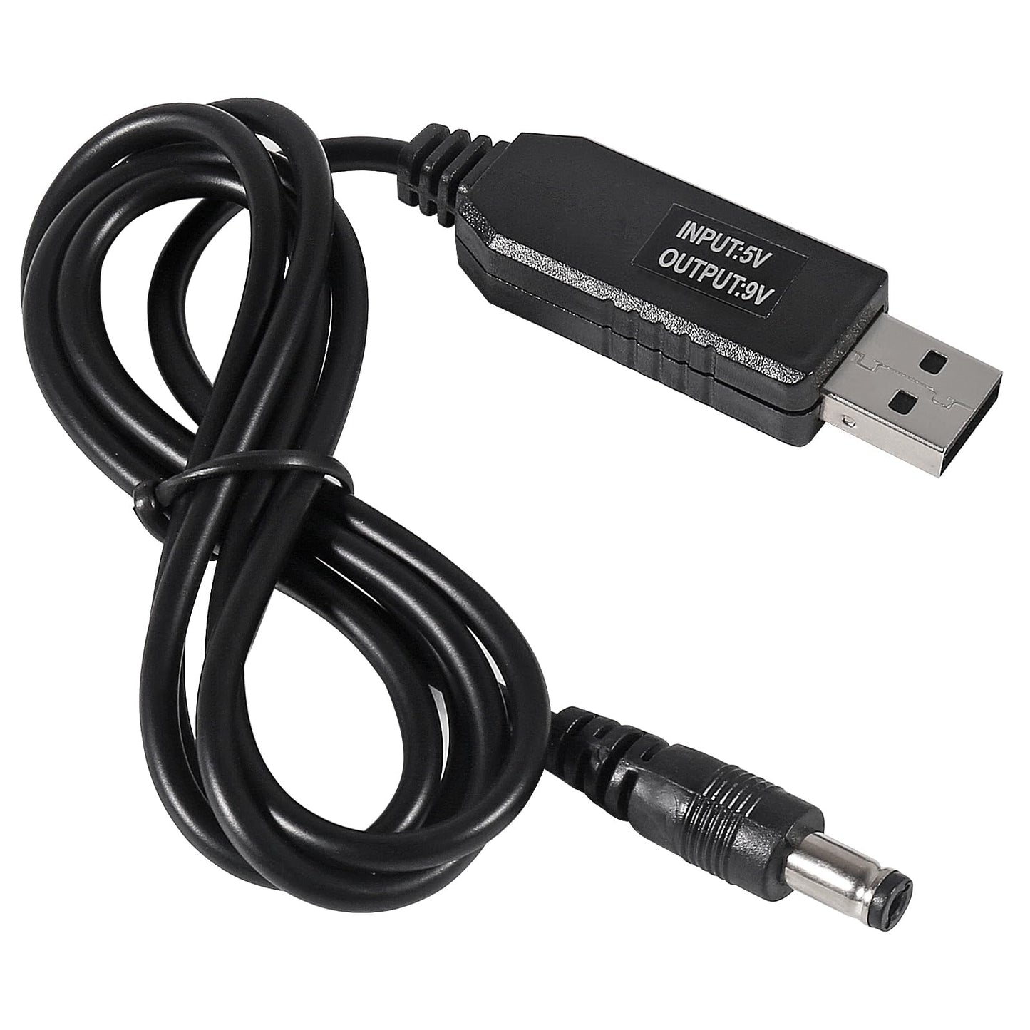 5pcs DC 5V to 9V USB Voltage Step Up Converter Cable with DC Jack 5.5x2.1mm Power Supply Adapter Cable 5V to 9V USB Boost Cable Length 1m/39.37inch