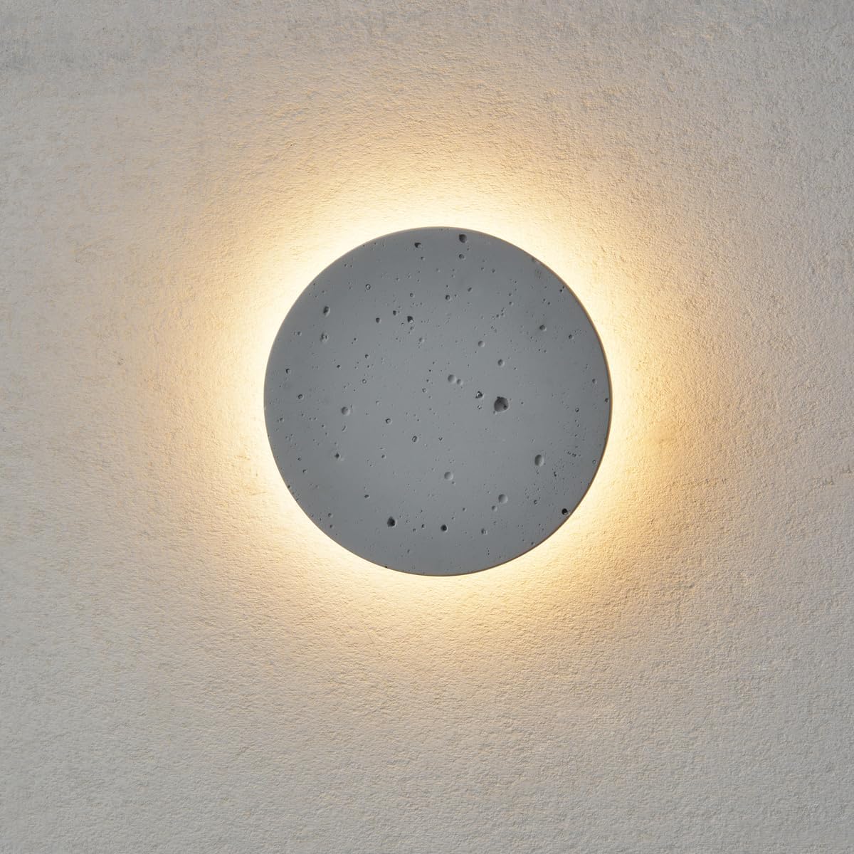 DUHU Led Wall Sconce Round,Grey Cement Wall Lamp Hardwired,Minimalist Wall Mount Light with Sleek Finish Design,Modern Indoor Sconces Lighting