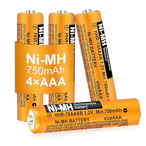 EOCIK 4 Pack HHR-70AAAB AAA Battery Rechargeable for 1.2V 750mah NiMH AAA Batteries for Panasonic Cordless Phones, Remote Controls, Electronics