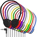 Maeline Bulk On-Ear Headphones with 3.5 mm Headphone Plug - 10 Pack Wholesale Bundle - Multi Color