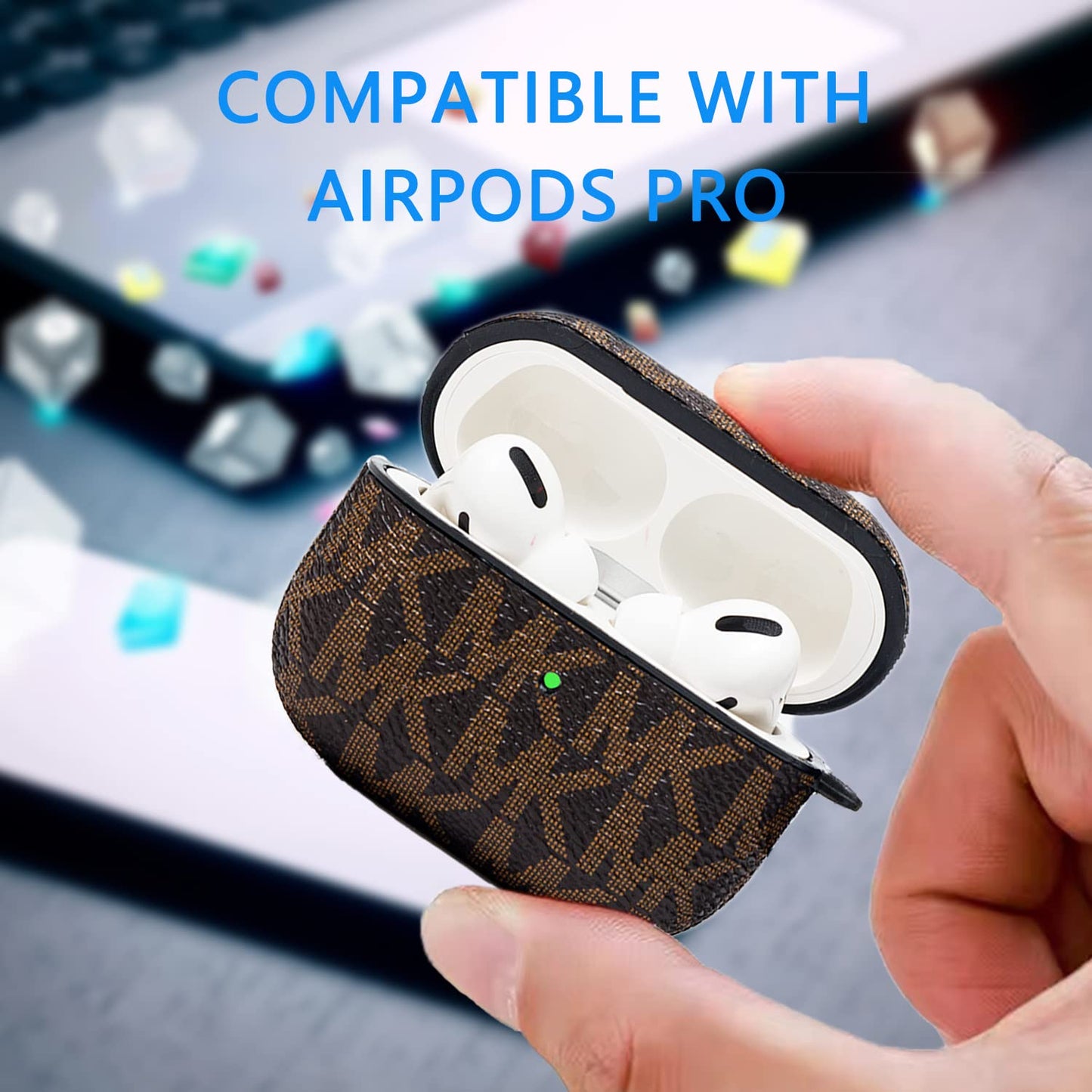 TANGABA for AirPods Pro Case Cover, Full-Body Protective Hard Shell Leather Airpods Pro Protective Cover with Keychain for AirPods Pro Wireless