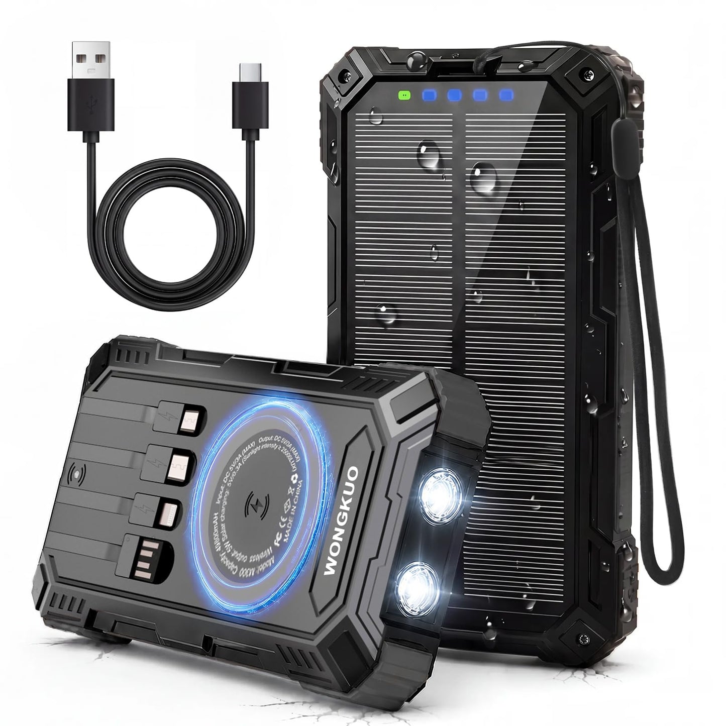 Solar Charger Power Bank - 49800mAh QC3.0 Fast Charging Portable Charger