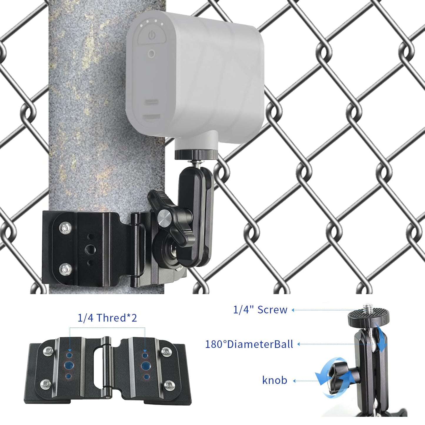 FIFIELD Magnetic Fence Mount Compatible with Mevo Start Pocket3 GoPro Insta360 DJI, Dual Ball Head Mount, Compatible with iPhone Mevo, Live Streaming