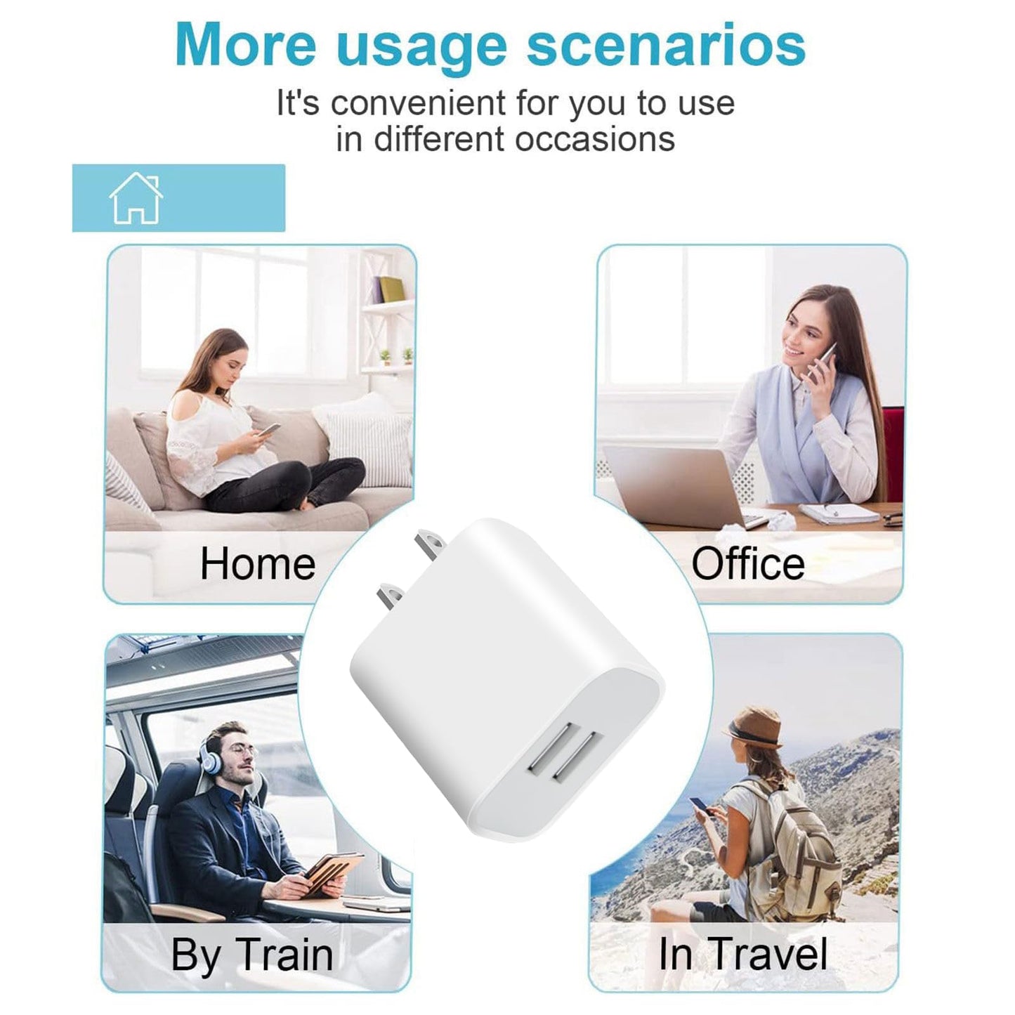 Dual Port USB A Charger, USB Wall Adapter, Type A Charging Block, Suitable for iPhone 13 12 11 Pro Max SE XS XR X 8 7 6 6S Plus, Galaxy, LG, Moto