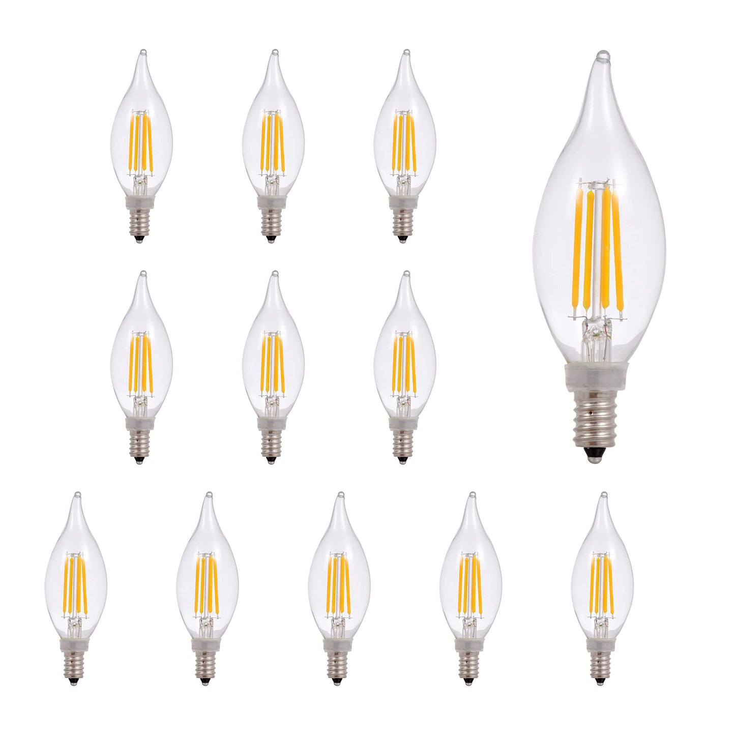 Sylvania LED B10 Chandelier Light Bulb, 60W Equivalent Efficient 5W, Dimmable, Candelabra Base, Clear, 5000K, Daylight - 12 Pack (40207)