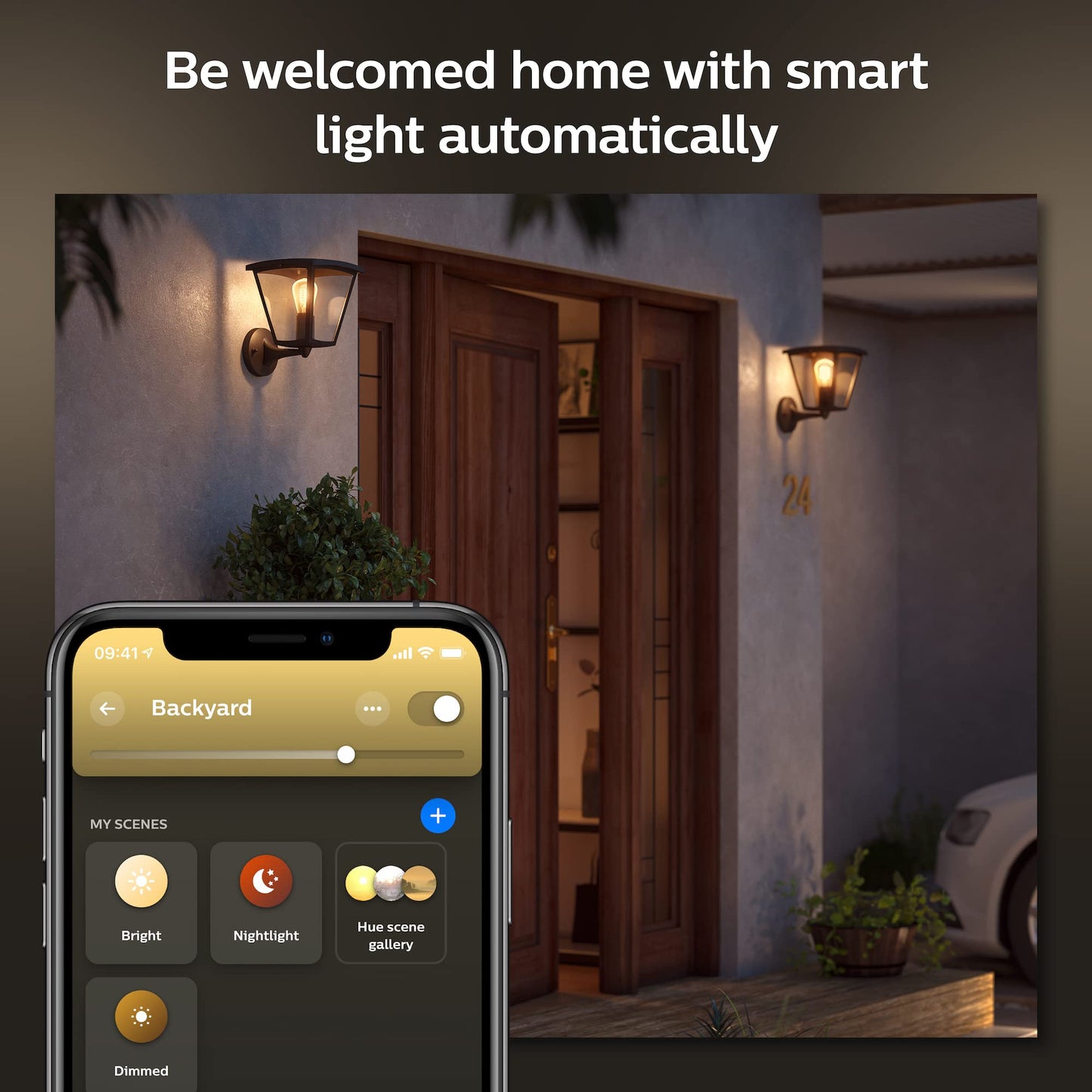Philips Hue Inara Outdoor Smart Wall Light, Black - E26 White Filament LED Bulb - 1 Pack - Requires Hue Bridge - Control with Hue App and Voice