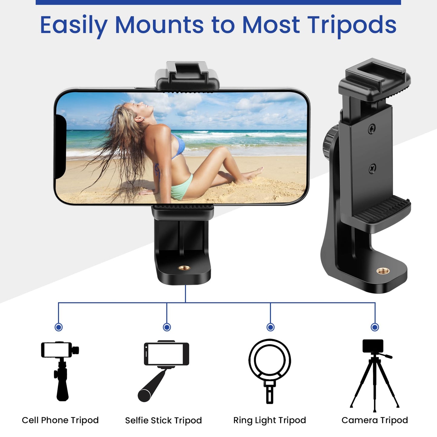 Victiv Phone Tripod Mount with Wireless Remote, Fits Any Smartphone, Rotates Vertical and Horizontal, Universal Mount 360 iPhone Tripod Mount Adapter