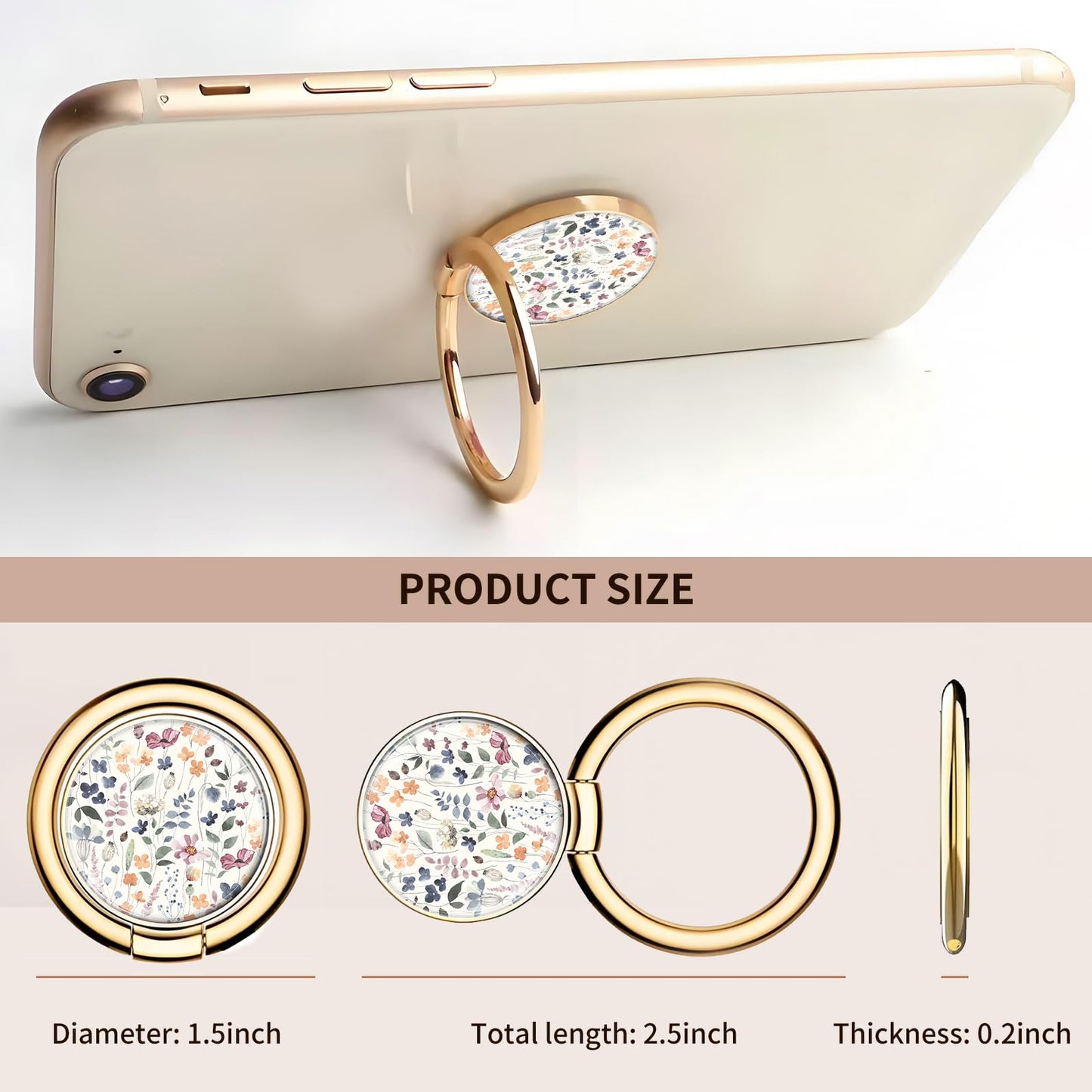 AXBSAKDI Cell Phone Ring Holder, Cute Metal Phone Grip Stand Finger Ring Kickstand, Flexible 360°Rotation Phone Tablet Case Accessories Compatible
