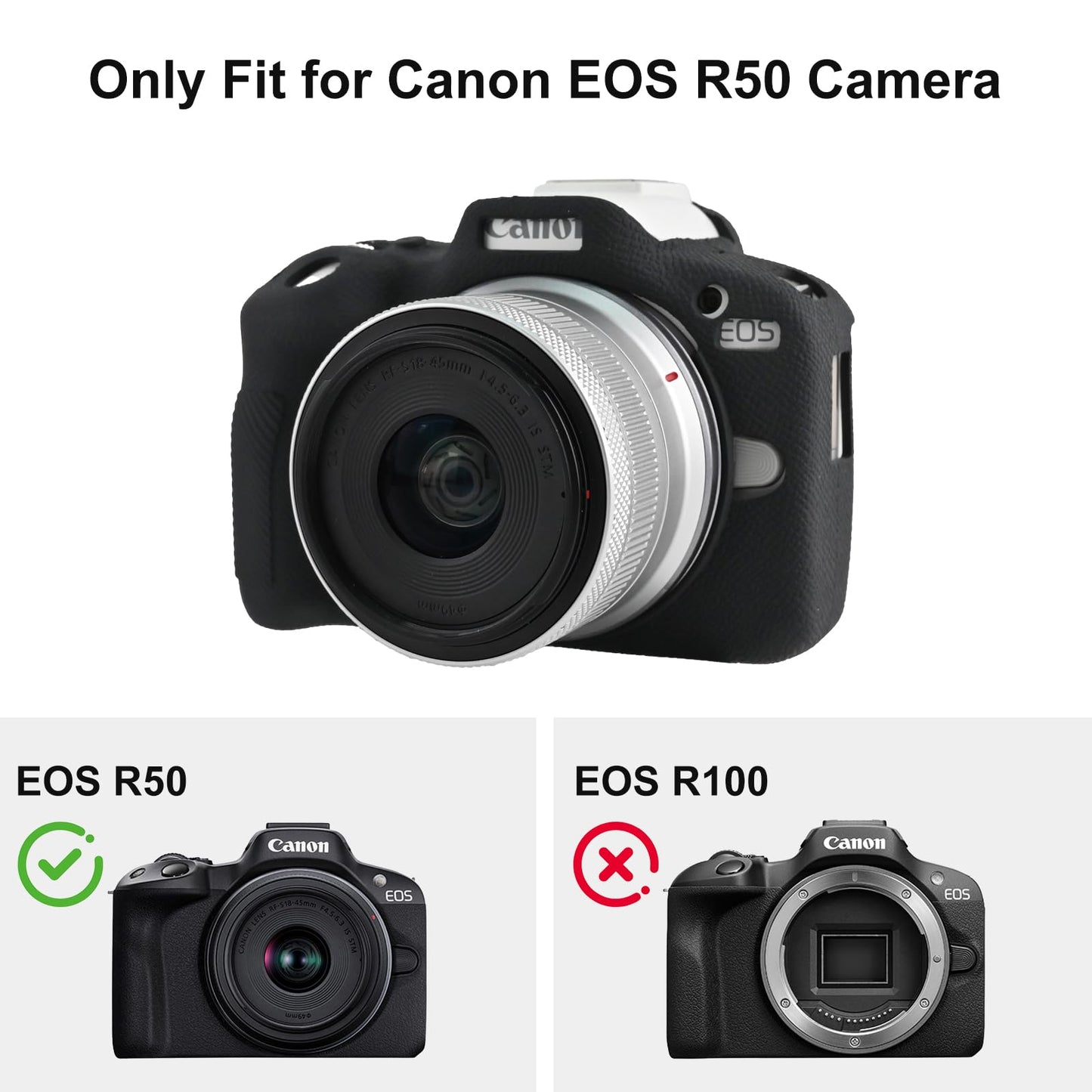 EONORY EOSR50 EOS R50 Camera Case Accessories Kit, Lightweight Silicone Protective Case with Strap Wrist, Anti-Scratch Slim Fit Soft Cover for Canon