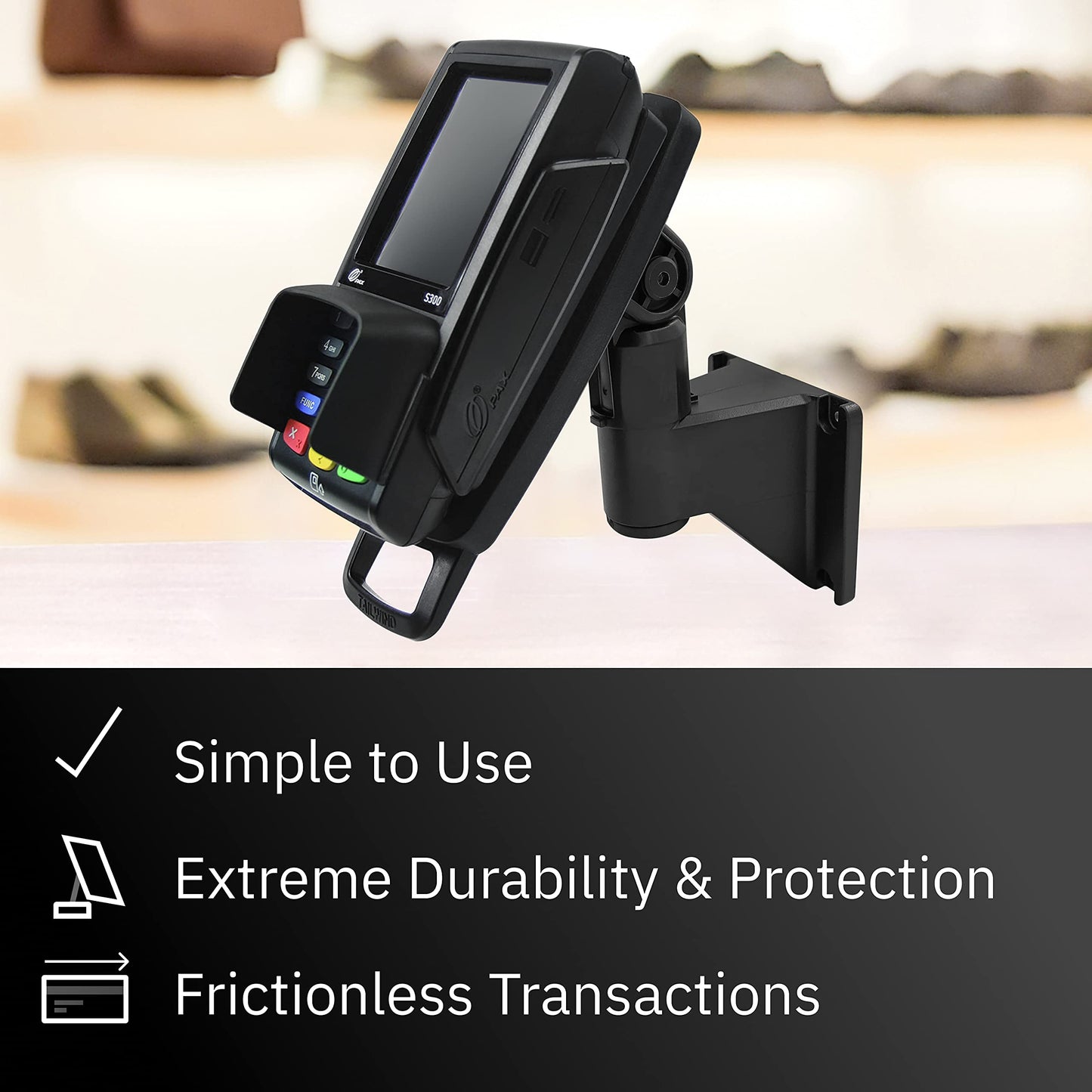 ENS Tailwind Pax S300 7" Key Locking Wall Mount Terminal Stand, Black