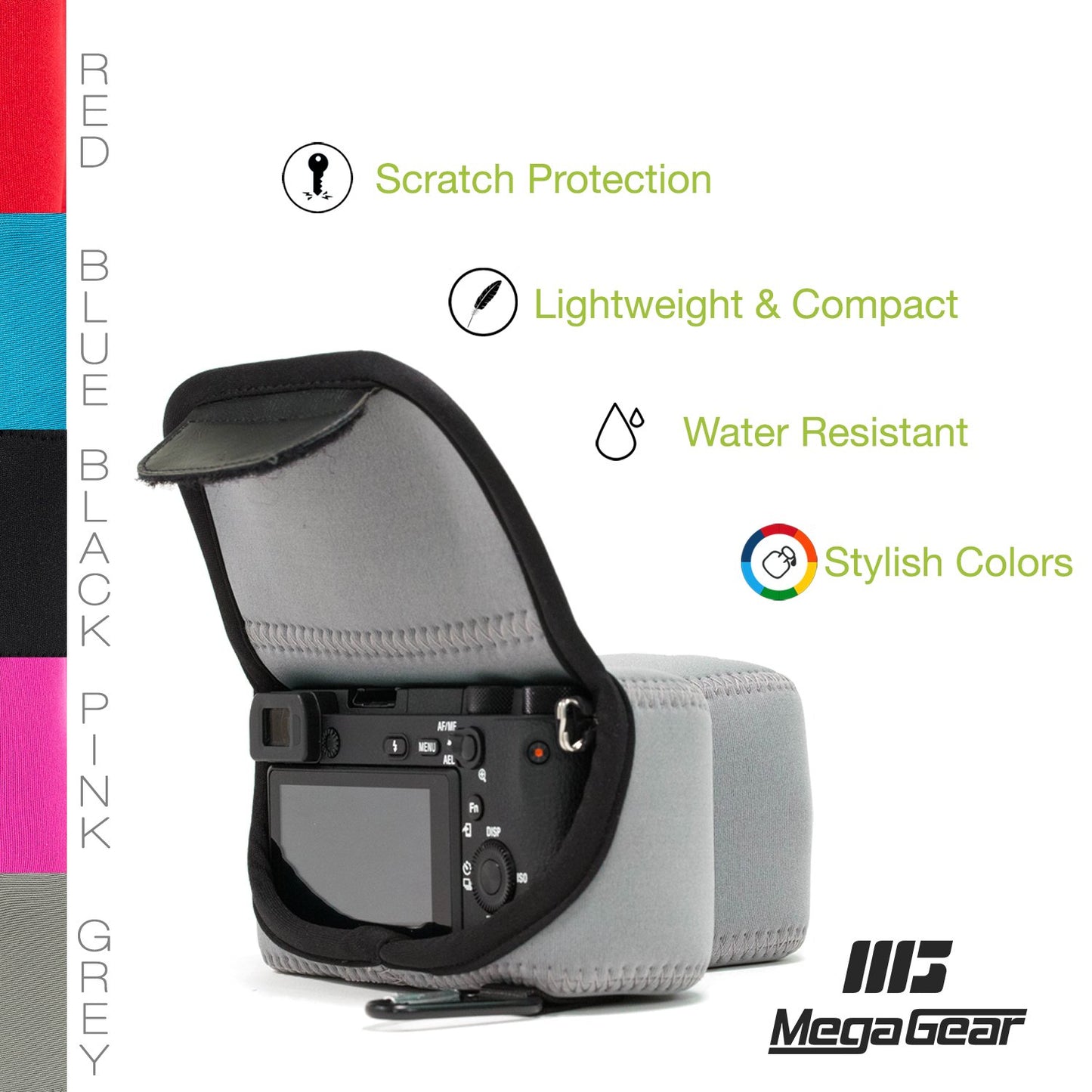 MegaGear MG1500 Sony Alpha A6400, A6500 (18-135mm) Ultra Light Neoprene Camera Case - Gray