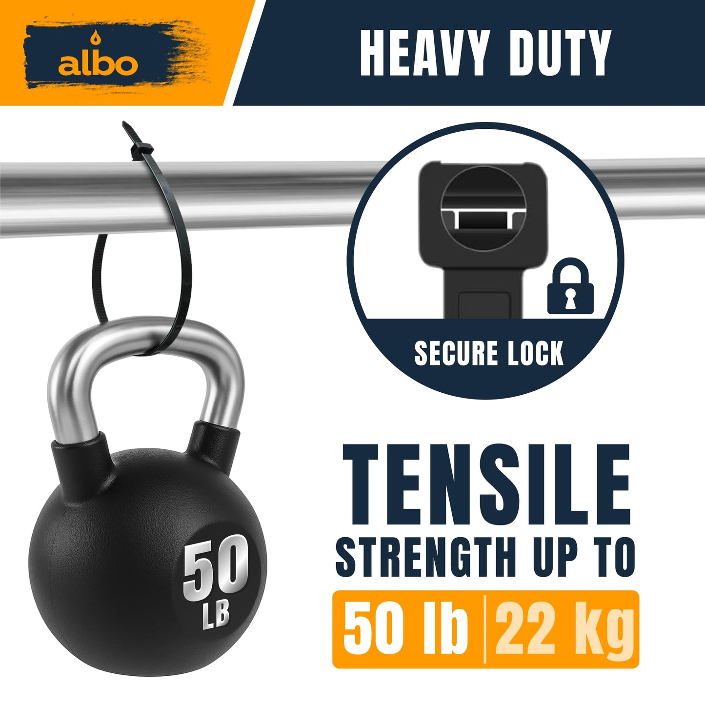 ALBO Zip Ties Black 10 Inch 100 Pack 50 lb, Long Plastic Cable Ties Thick 0.19 Inch Tie Wraps Heavy Duty UV Resistant Nylon Wire Ties for Indoor