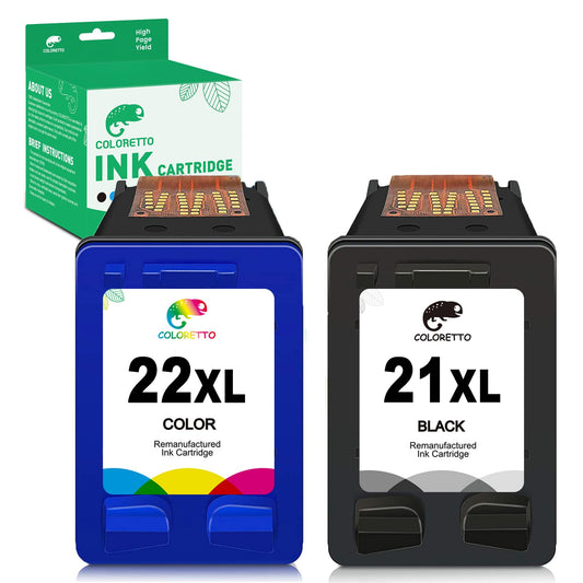 COLORETTO Remanufactured Printer Ink Cartridge Replacement for HP 21XL 22XL for HP Officejet 4315 J3680,Deskjet 3915 3930 D1341 D1420 D1520 D1560 (1