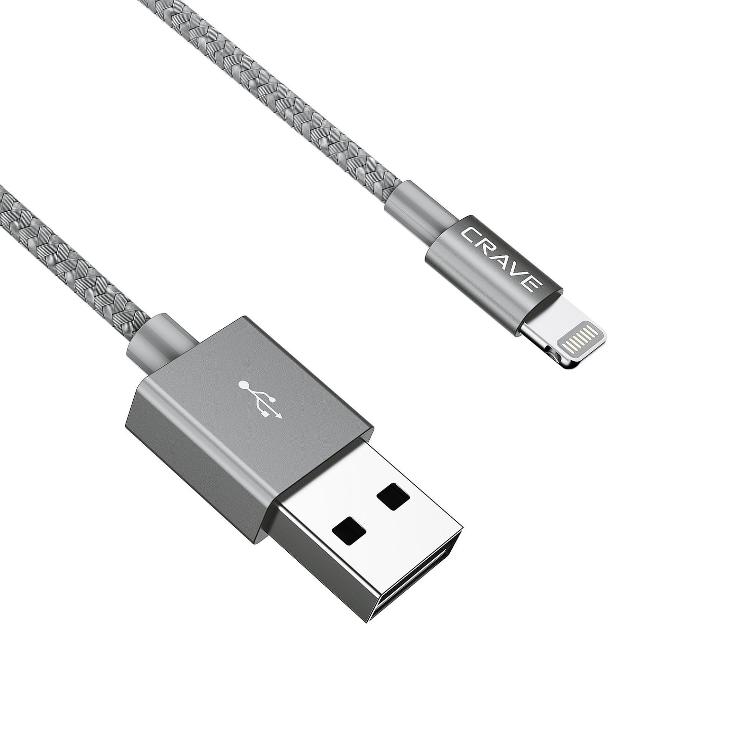 Apple MFI Certified Lightning to USB Cable - Crave Premium Nylon Braided Cable 4 FT - Slate