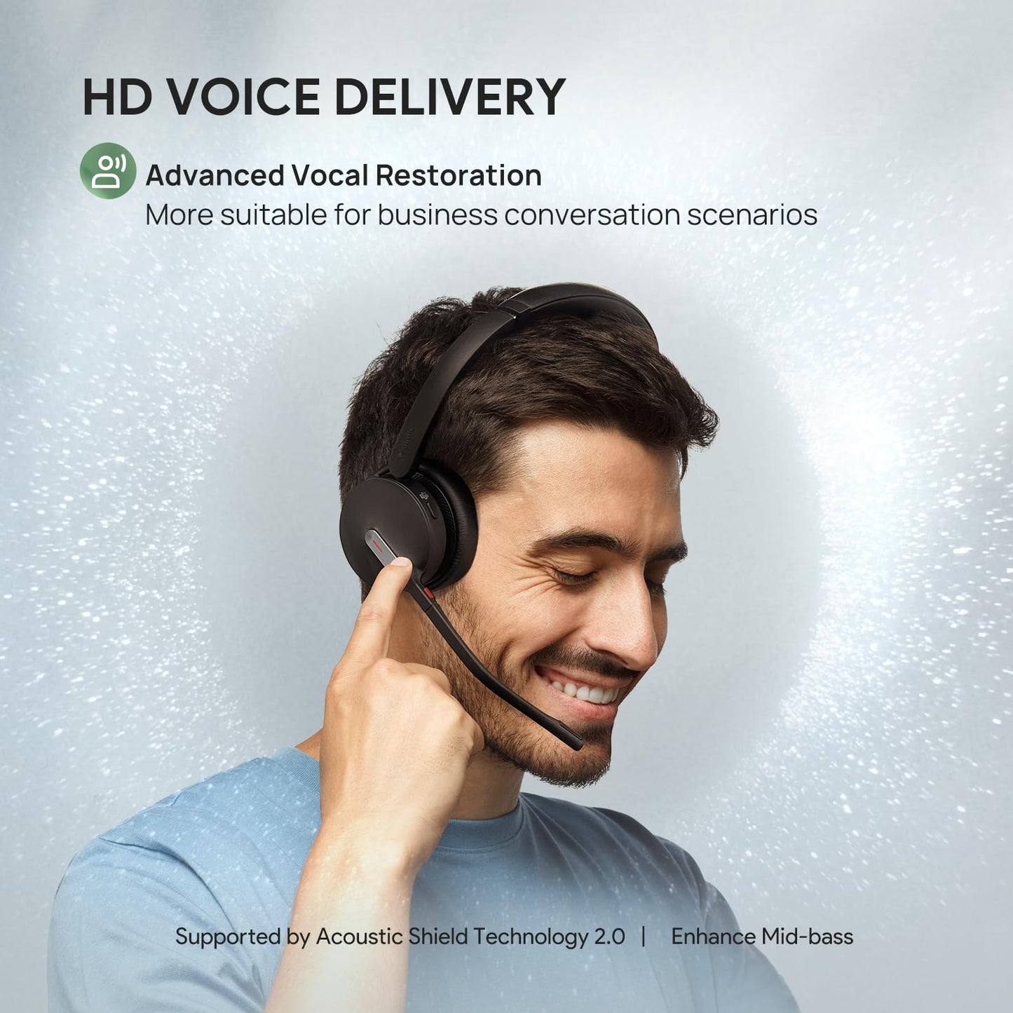 Yealink BH70 Wireless Bluetooth Headset with Microphone for Work, up to 35h Talking Battery Life, 3-Mic, 147g Lightweight Microsoft Teams Certified