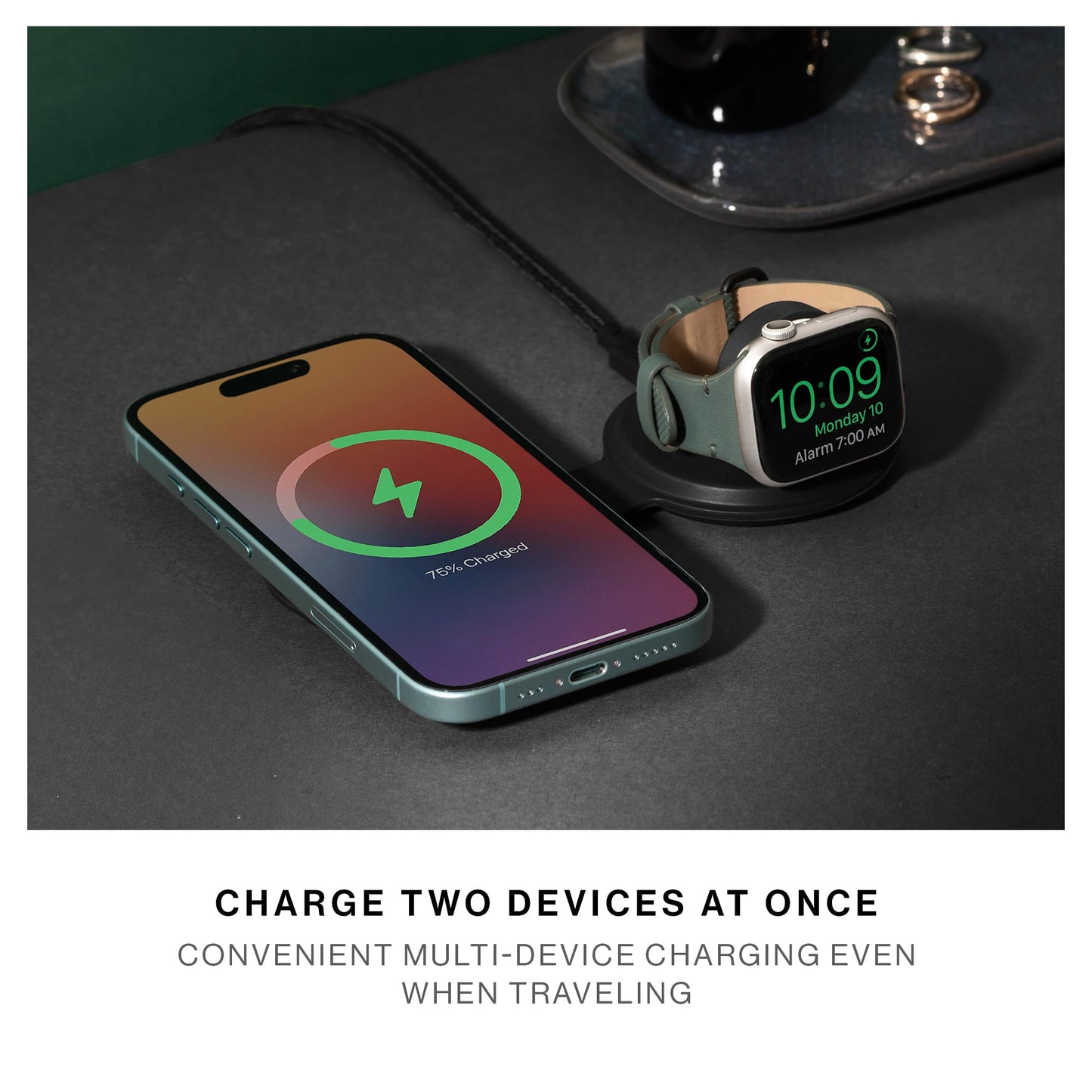 Native Union Voyage 2-in-1 Magnetic Wireless Charger - Foldable Travel Charging Station for iPhone Air, 17, AirPod, Apple Watch & More - Qi2 Certified