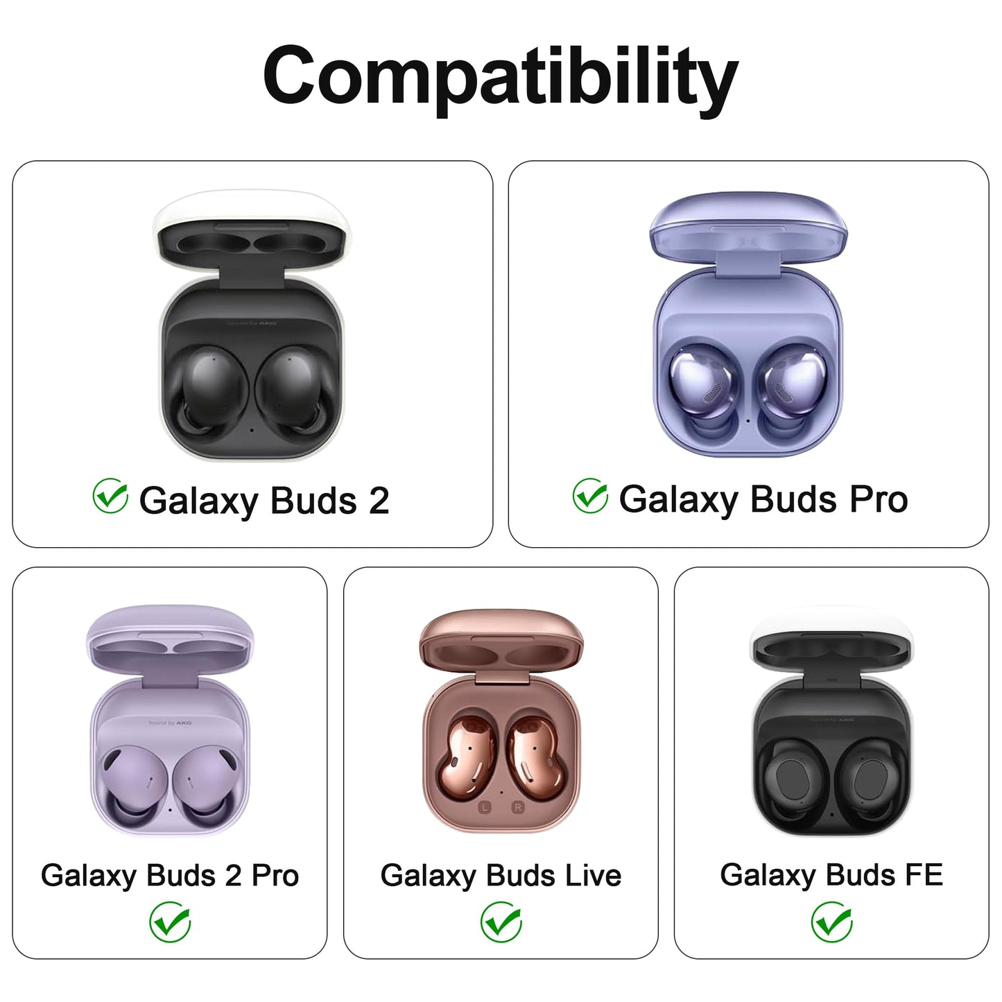 Shockproof Protective Case Compatible with Samsung Galaxy Buds 2 Pro/Buds Pro/Buds 2 / Buds Live/Buds FE, Full Protection Case Cover with Safety Lock