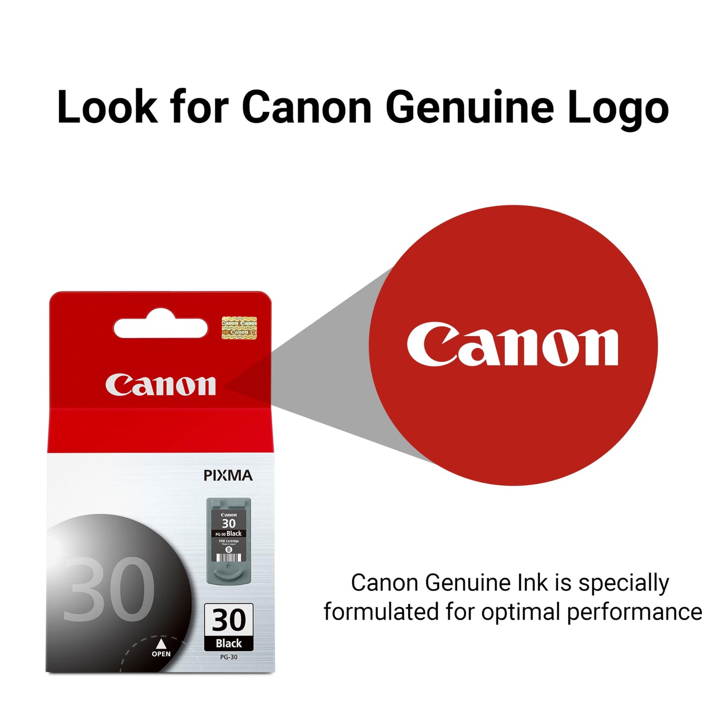 Canon PG-30 Genuine Black Ink Cartridge, Compatible with iP2600/1800, MX310/300/210/MP470/140/190