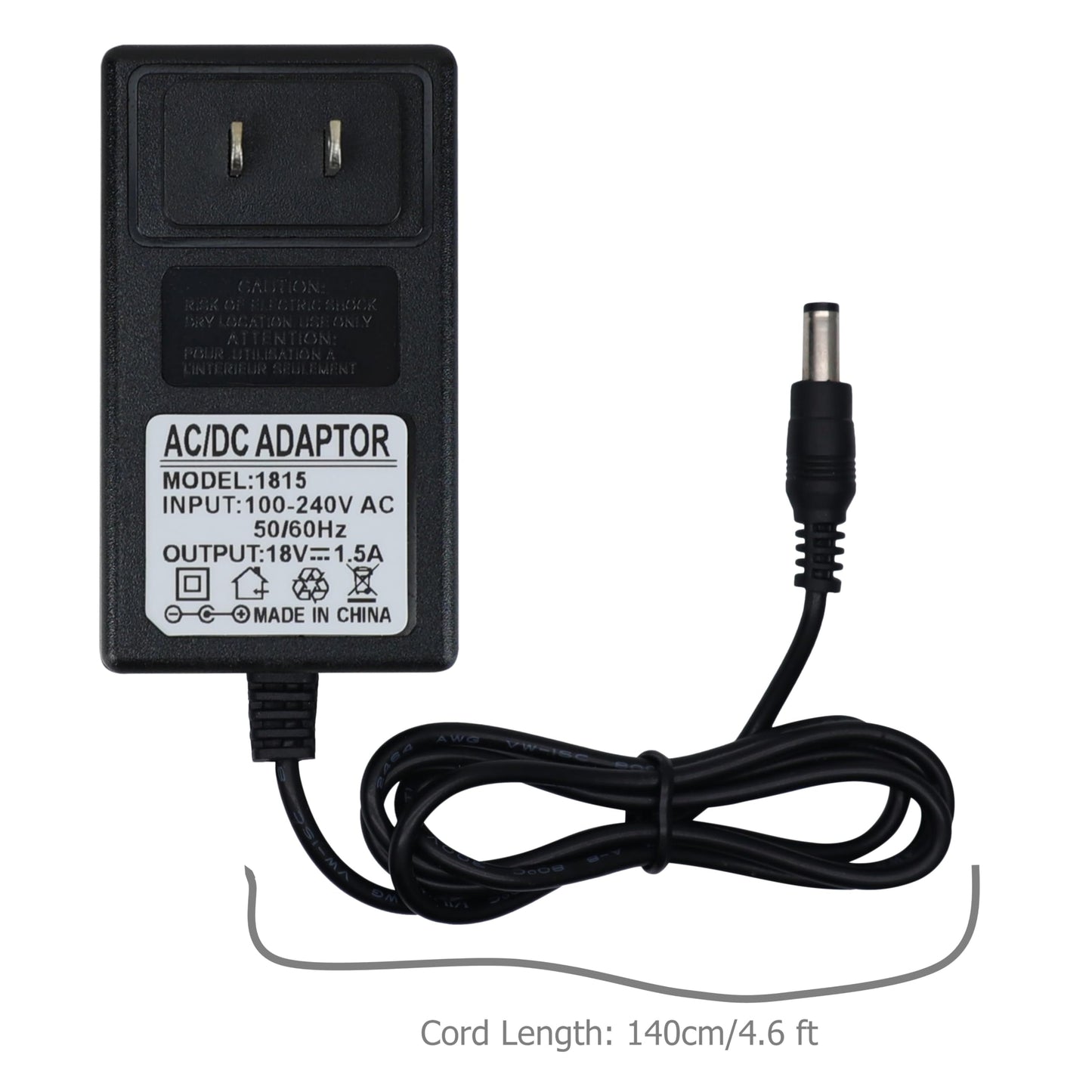 EIKS DC 18V 650mA 1A 1.5A(Max) Wall Charger Power Supply Switching Adapter with Tips 5.5 x 2.5mm / 5.5 x 2.1mm
