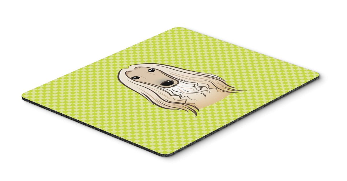 Caroline's Treasures BB1306MP Checkerboard Lime Green Afghan Hound Mouse Pad, Hot Pad or Trivet for Home Office Gaming Working Computers Laptop Mouse