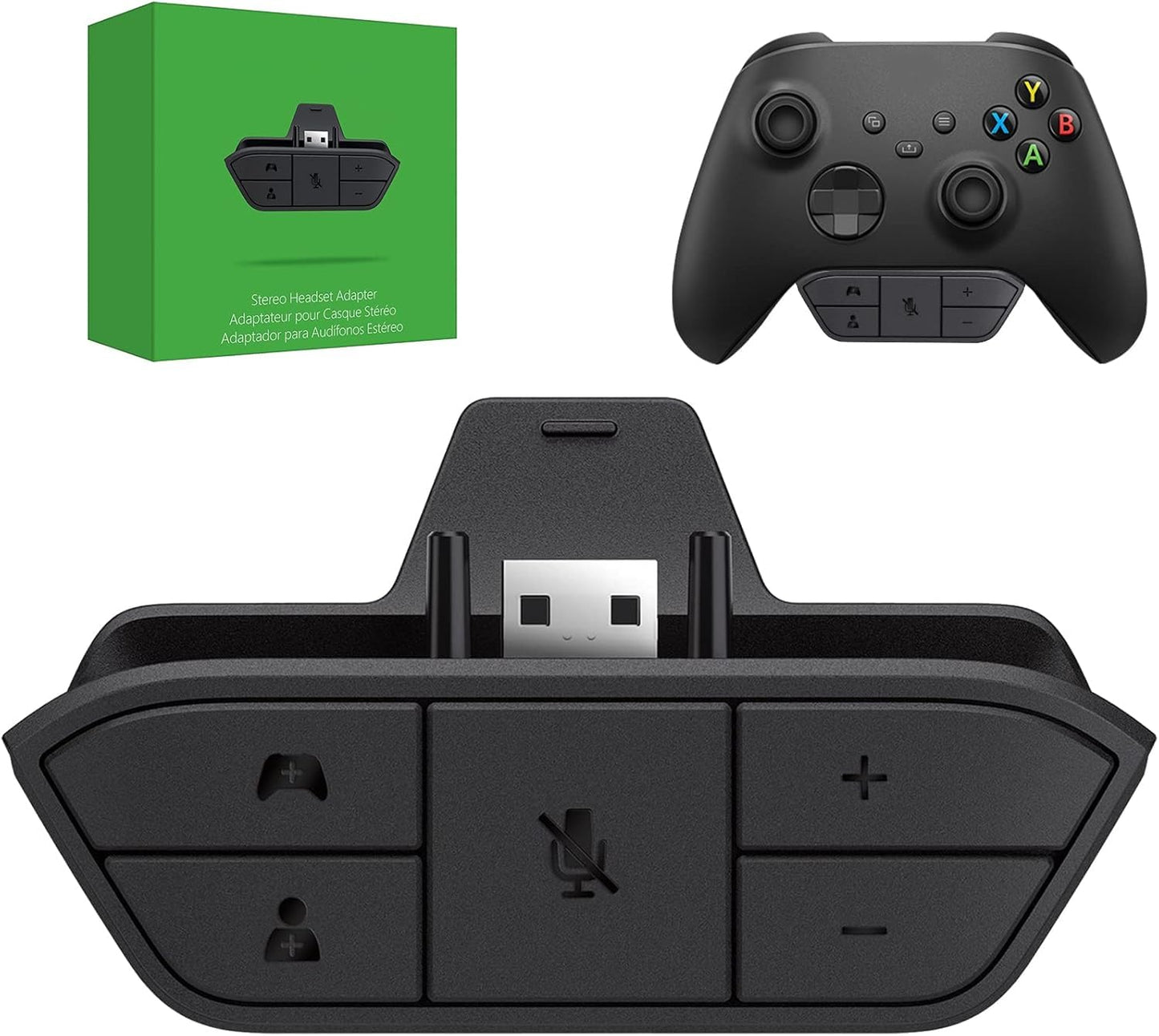 Stereo Headset Adapter, AOJAKI Controller Adapter Mic Adapte-r for X-b0x One/One S/X/Elite 1/ Elite2/ Series S/X Controller-Adjust Audio Balance (Game