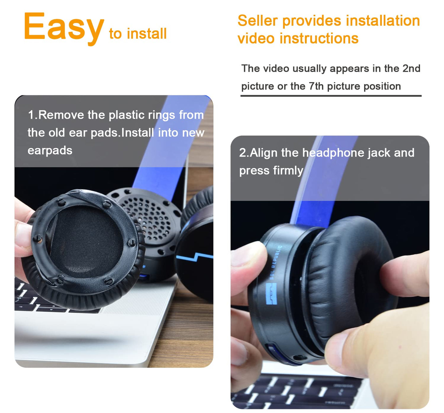 HD V8 V10 V12 defean Replacement Ear Pads Ear Cushion Cover Compatible with Sol Republic Tracks HD V8 V10 V12 On-Ear Wired Headphone, Softer