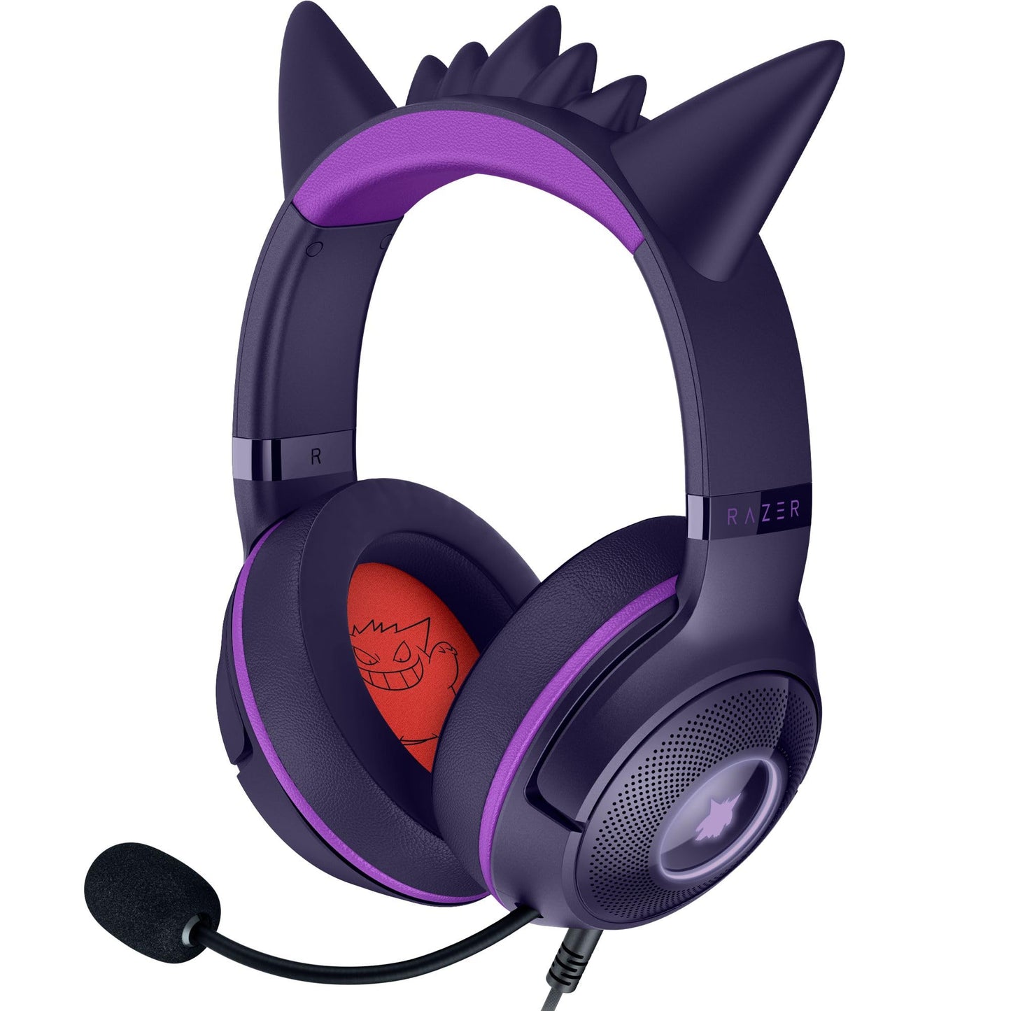 Razer Kraken Kitty V2 USB Wired Headset: Gengar Spikes - Stream Reactive Lighting - HyperClear Cardioid Mic - 40 mm Drivers - 7.1 Surround Sound