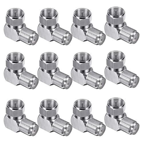 Fanbalunke Right Angle Coaxial Connector 12 Pcs RG6 F Type Female to Male Adapter F Type 90 Degree Coaxial Male to Female Cable Connector RG6 Adapter