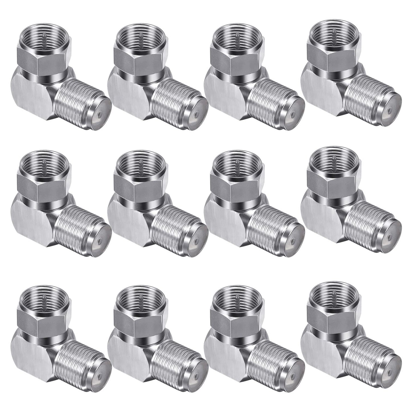 Fanbalunke Right Angle Coaxial Connector 12 Pcs RG6 F Type Female to Male Adapter F Type 90 Degree Coaxial Male to Female Cable Connector RG6 Adapter