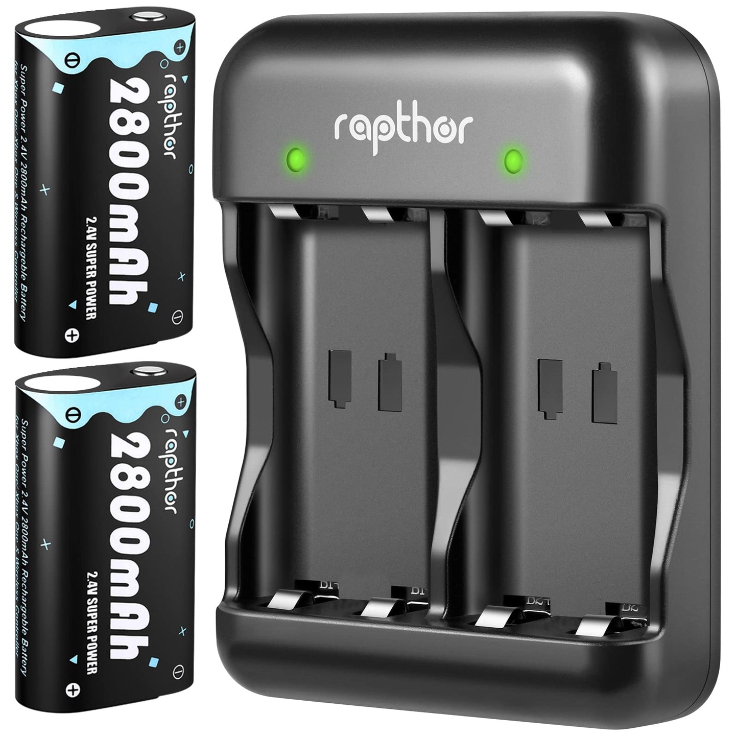 Rapthor 2X 2800mAh Replacement Controller Battery Pack Rechargeable with Charger for Xbox One/Xbox One X/Xbox One S/Xbox One Elite/Xbox Series X/S
