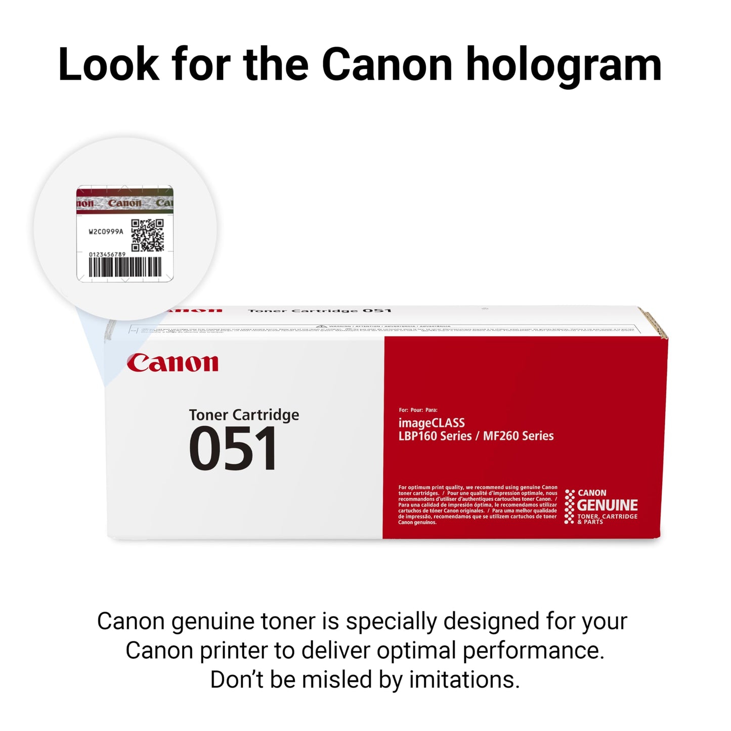 Canon Genuine 051 Black Toner Cartridge Compatible with LBP162dw, MF264dw, MF267dw, MF269dw, MF269dw VP