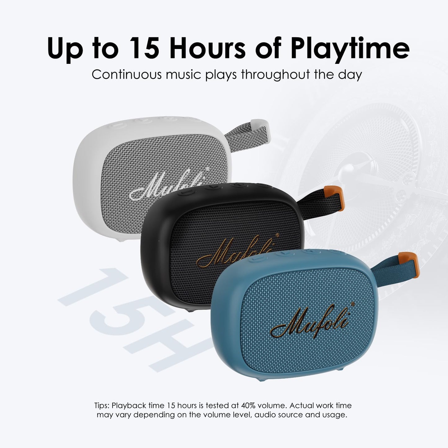 Mufoli Magnetic Bluetooth Speaker, Mini Portable Speaker, Up to 15H Playtime, IP67 Waterproof and Dustproof, Powerful Sound, for Indoors and Outdoors