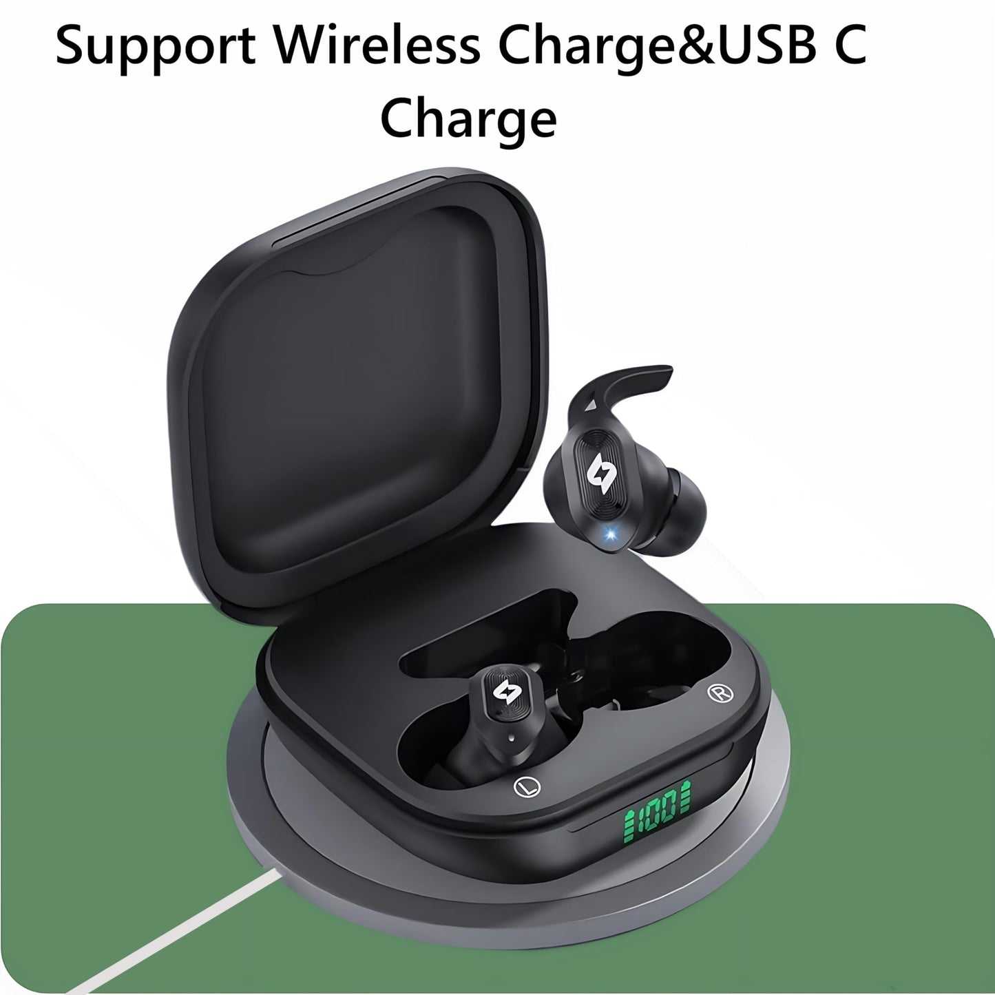 Wireless Earbuds Bluetooth Earbuds Wireless Charging Case Waterproof Headphones Built in Microphone Stereo Bass 64H Playback LED Power Display