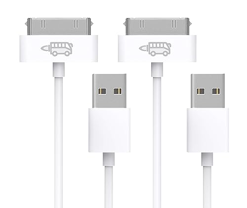RocketBus 2-Pack USB Sync Charging Charger Data Transfer Cable Cord for Use to Work with Charge Old Models Apple iPhone 3 3G 3GS 4 4S iPod 4G 4th Gen