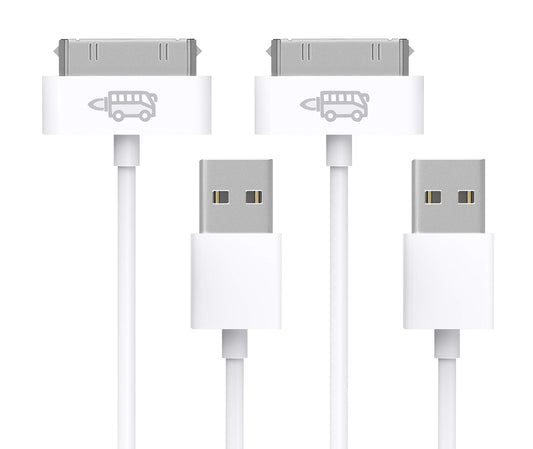 RocketBus 2-Pack USB Sync Charging Charger Data Transfer Cable Cord for Use to Work with Charge Old Models Apple iPhone 3 3G 3GS 4 4S iPod 4G 4th Gen