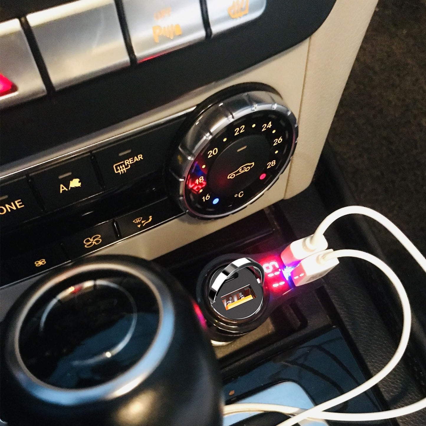 LJkoke USB Car Charger Adapter Fast Charging PD45W+QC3.0 Dual Port Cigarette Lighter Charger for iPhone 17/16/15/14/13/12/11/Pro Max, iPad, Samsung