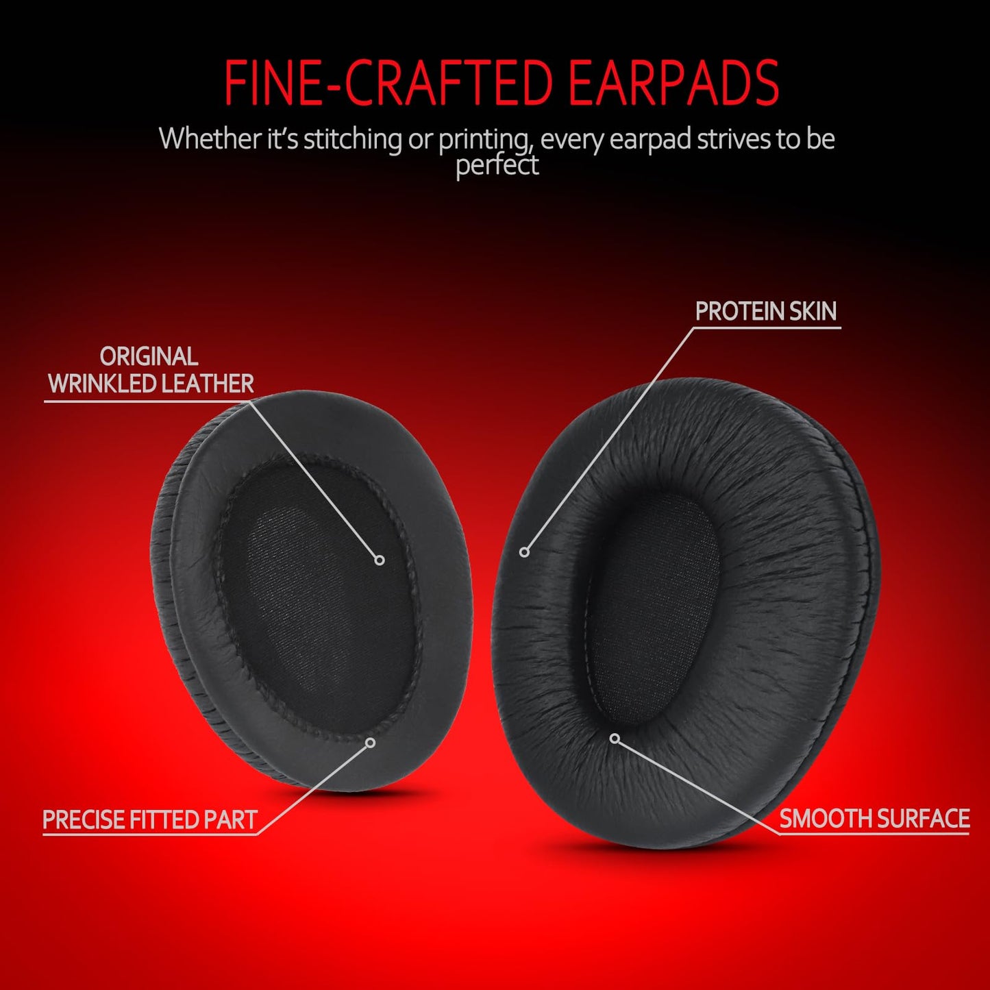 Krone Kalpasmos Replacement Ear Pads for Sony mdr-v600 and Sony mdr-7509hd Replacement Ear Pads, Protein Leather Memory Foam Cushions for Sony